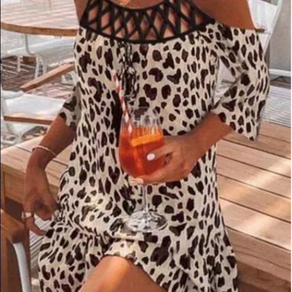 Leopard Print Off-Shoulder Mini Dress